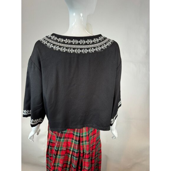 Sugar + Lips Black Embroidered Boho Top With Tassel Detail Large Rayon - Picture 15 of 16